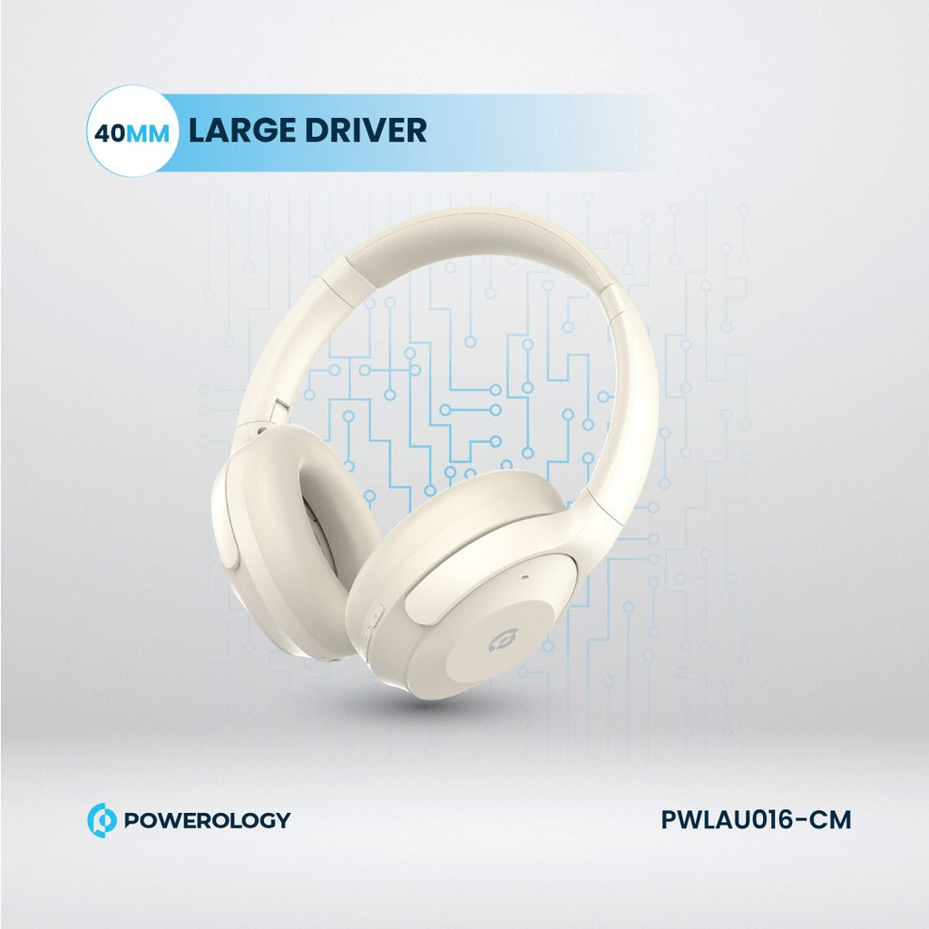 Powerology Hybrid ANC Headphone - Cream