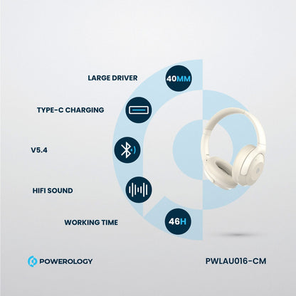 Powerology Hybrid ANC Headphone - Cream
