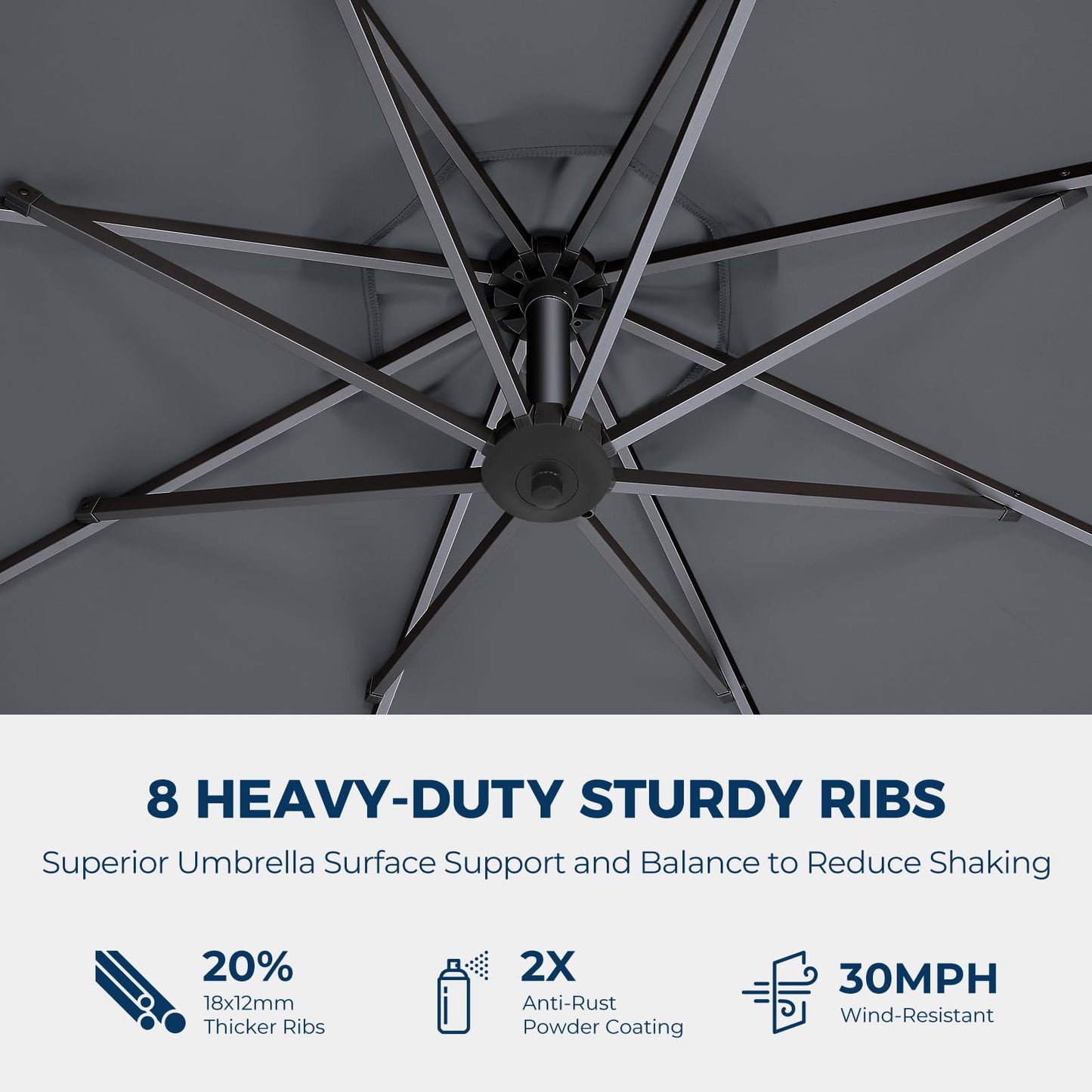 SolarGlow™ 13 Ft Outdoor Patio Umbrella with LED Lights