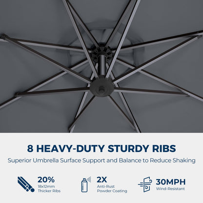 SolarGlow™ 13 Ft Outdoor Patio Umbrella with LED Lights