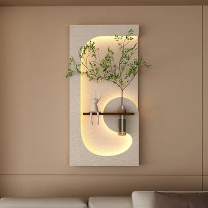 Modern LED Wall Art with Built-in Planter