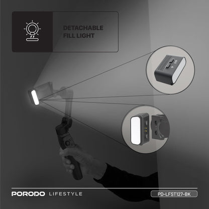 Porodo 3-Axis Gimbal Stabilizer with Magnetic Fill Light