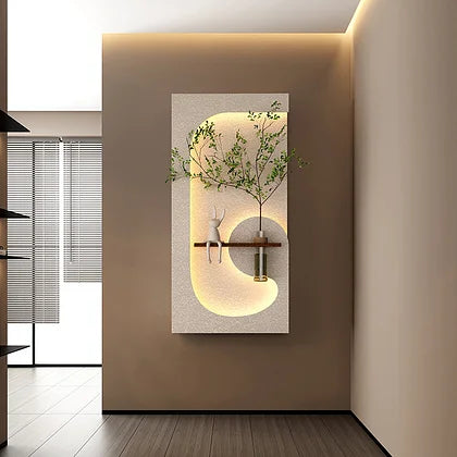 Modern LED Wall Art with Built-in Planter