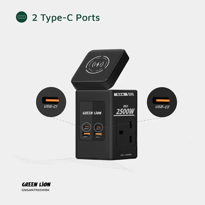 Green Lion GaN 65W Multi-Port Travel Adapter
