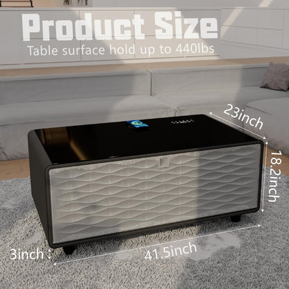 LIVTAB Smart Coffee Table – Built-in Fridge + Wireless Charging & Speakers