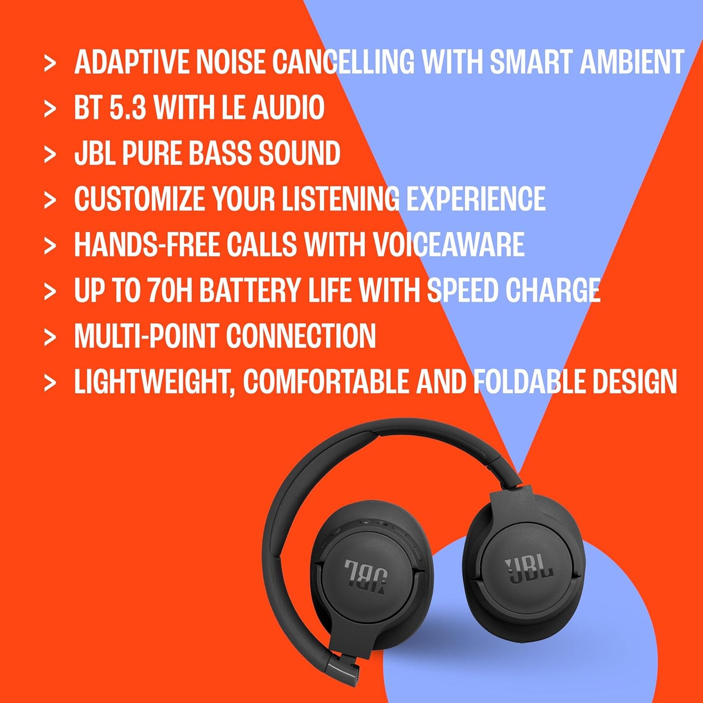 JBL TUNE 770NC – Adaptive Noise-Cancelling Over-Ear Headphones (Black)