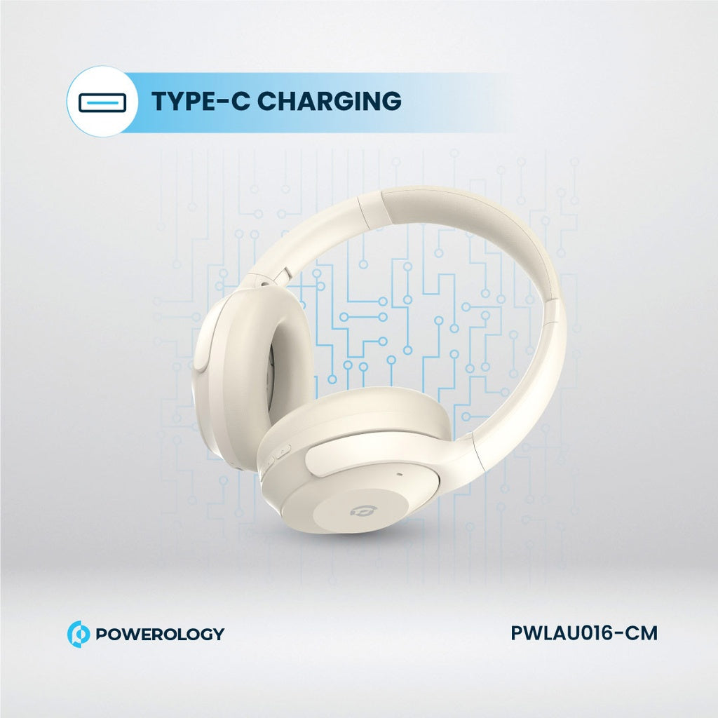 Powerology Hybrid ANC Headphone - Cream