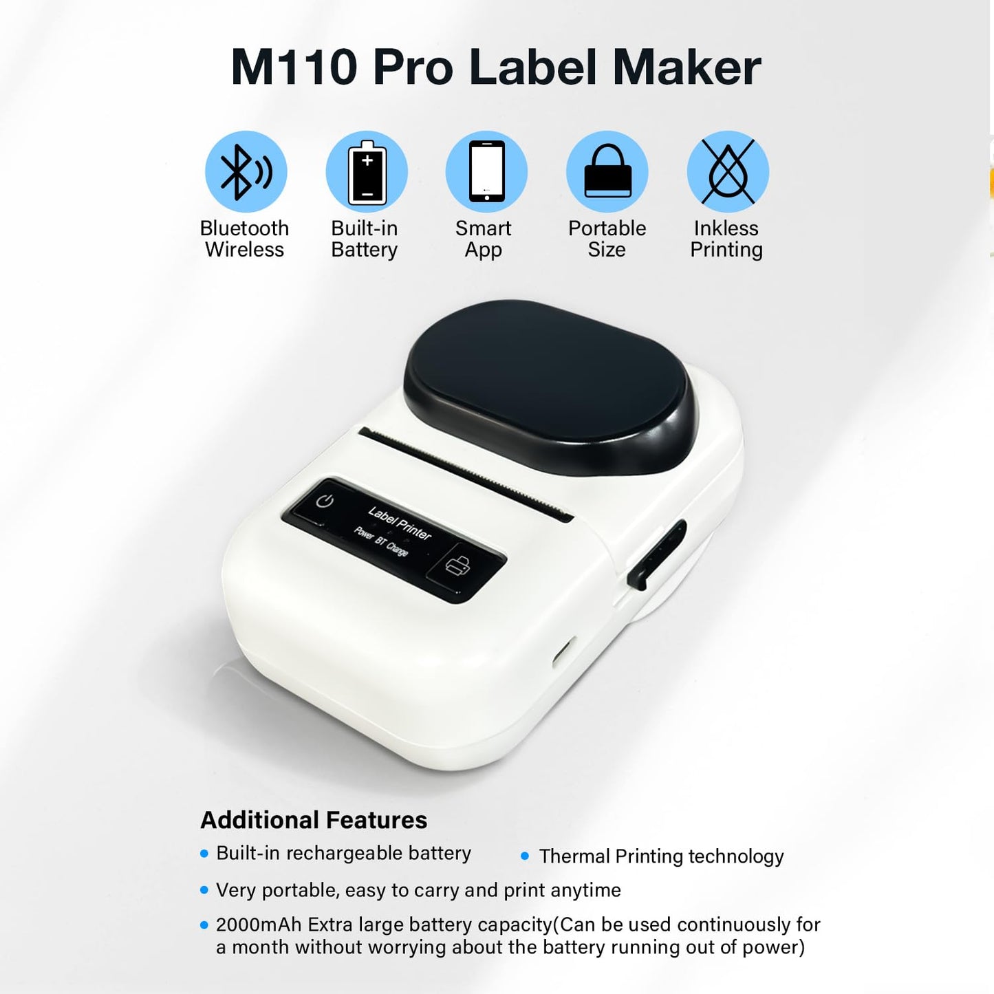 Portable Bluetooth Thermal Label Maker/Printer (15–58 mm)