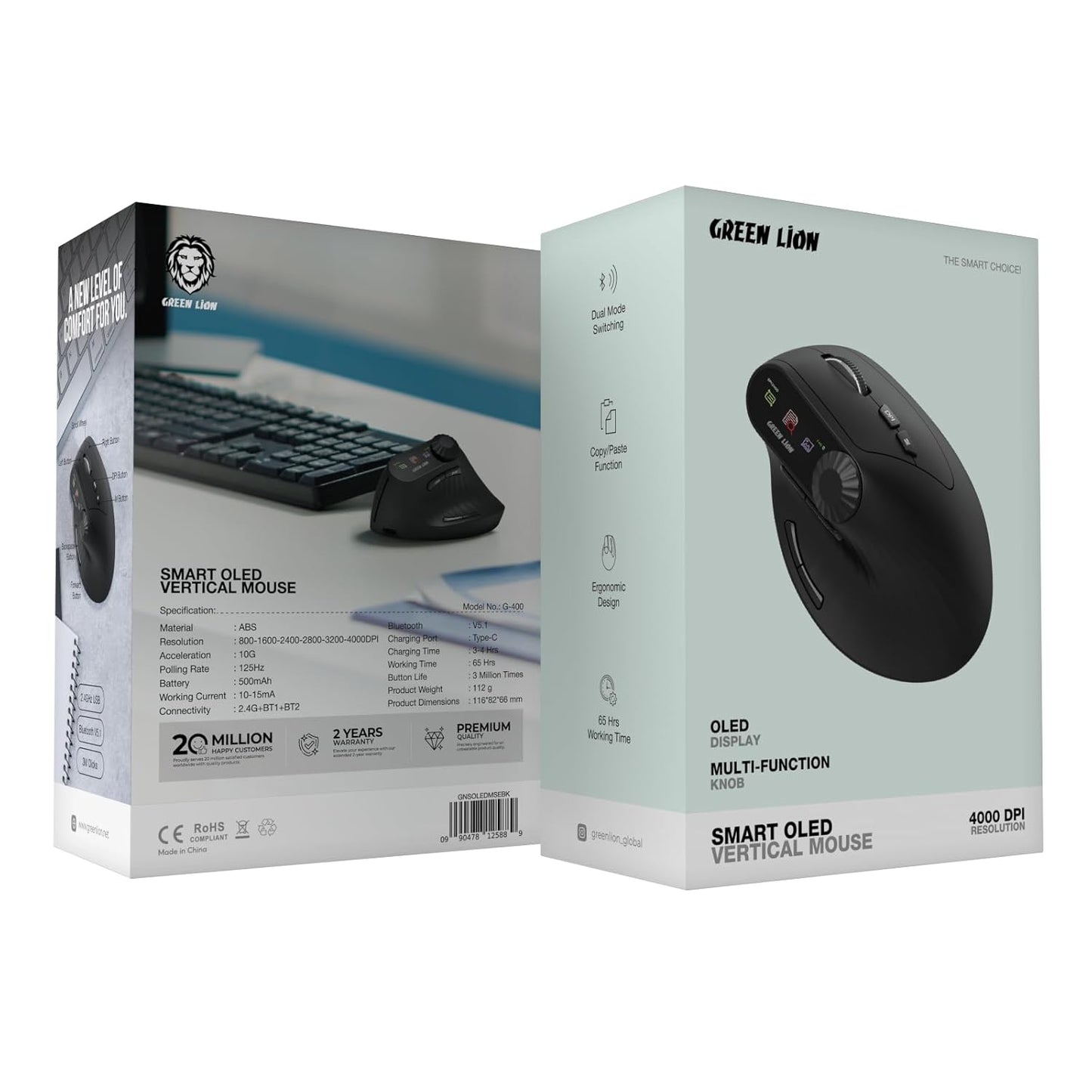 Green Lion Smart OLED Vertical Mouse