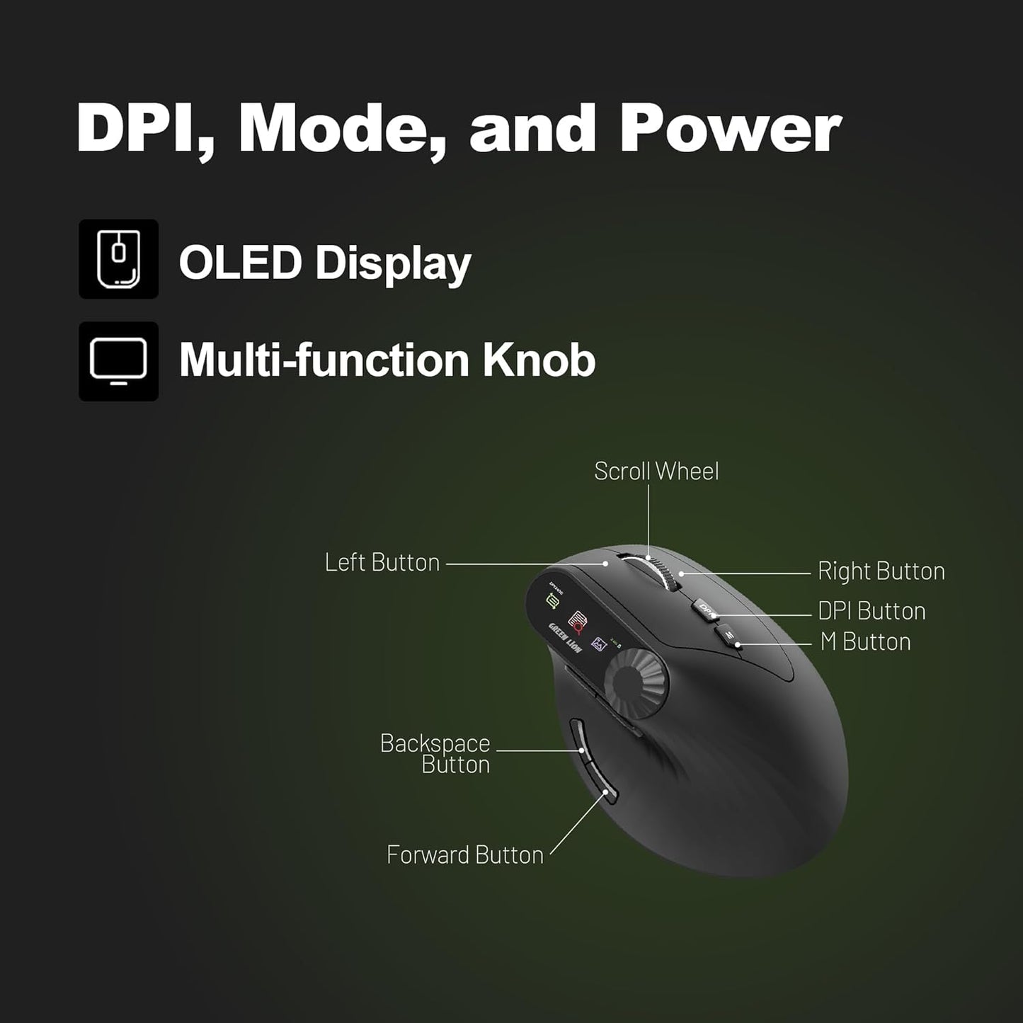 Green Lion Smart OLED Vertical Mouse