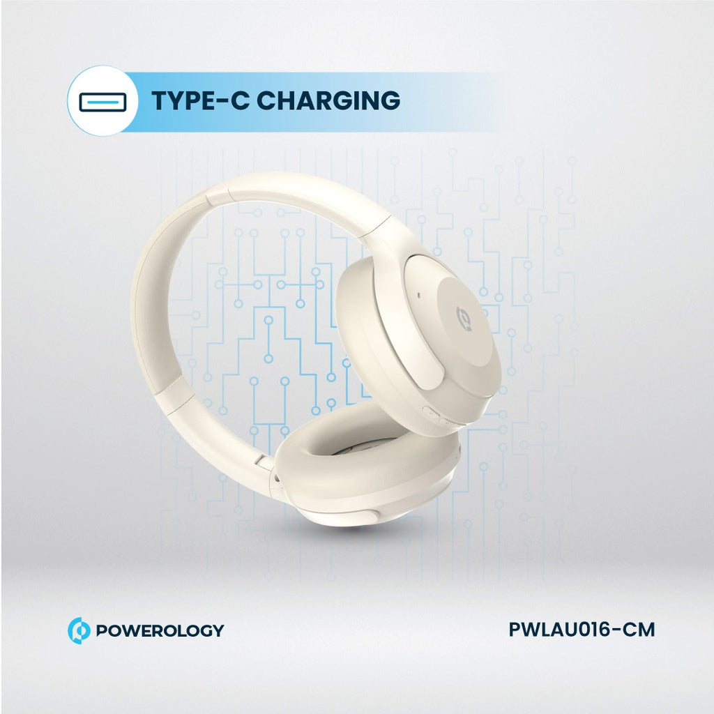 Powerology Hybrid ANC Headphone - Cream