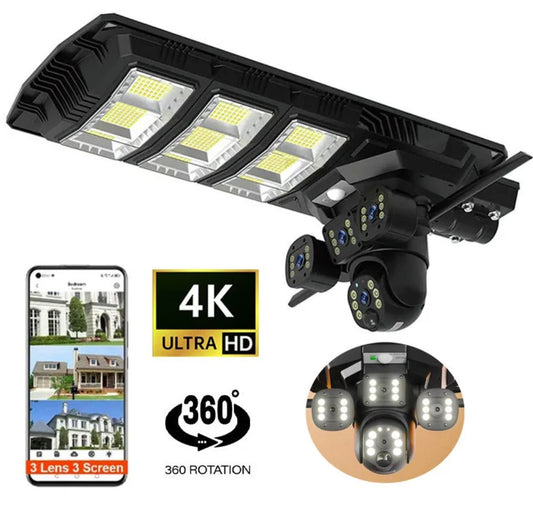 4K Triple-Lens Solar Security Light Camera