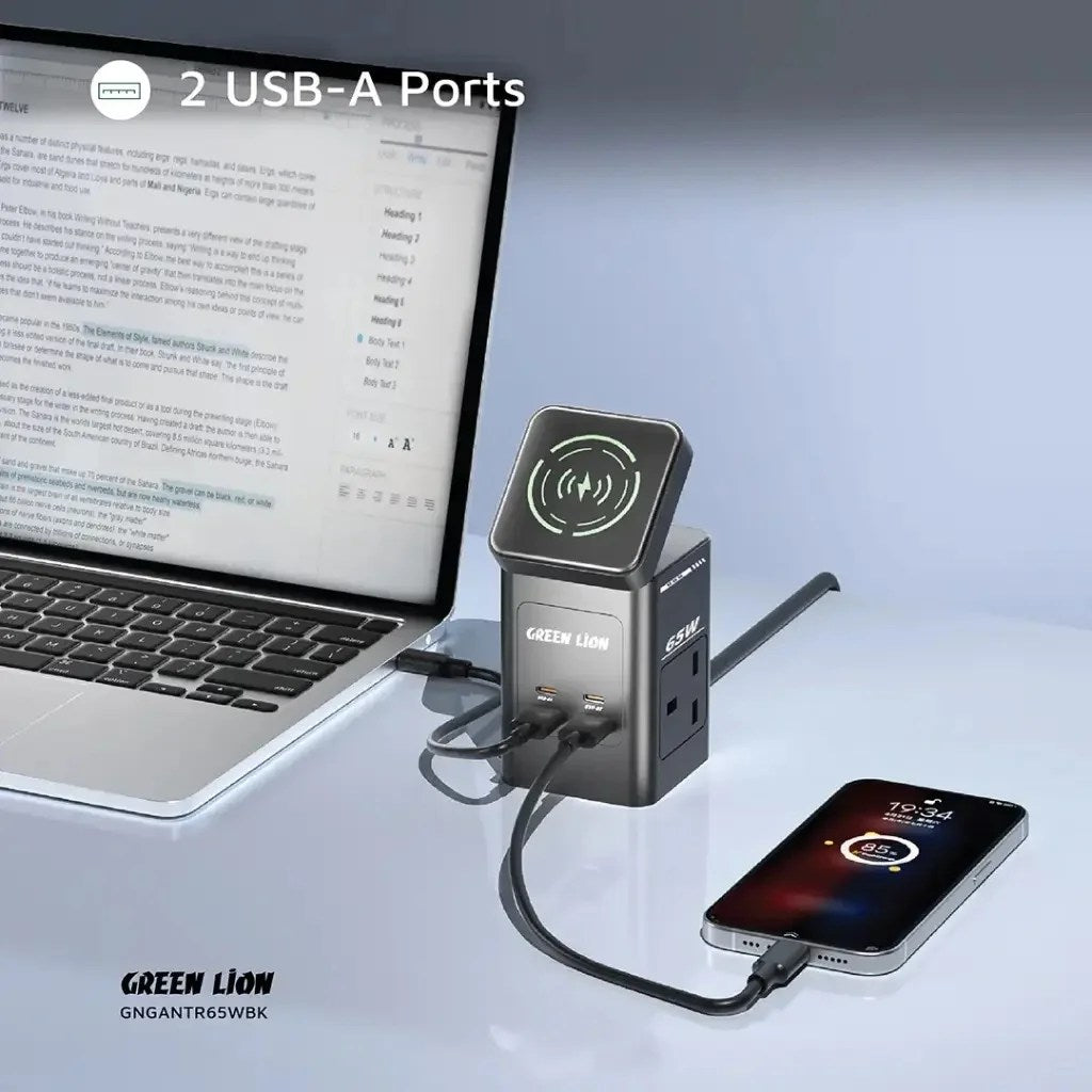 Green Lion GaN 65W Multi-Port Travel Adapter