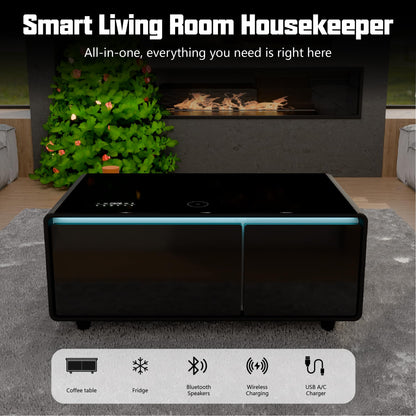 LIVTAB Smart Coffee Table – Built-in Fridge + Wireless Charging & Speakers