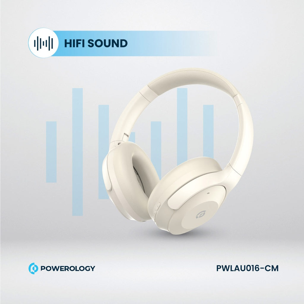 Powerology Hybrid ANC Headphone - Cream