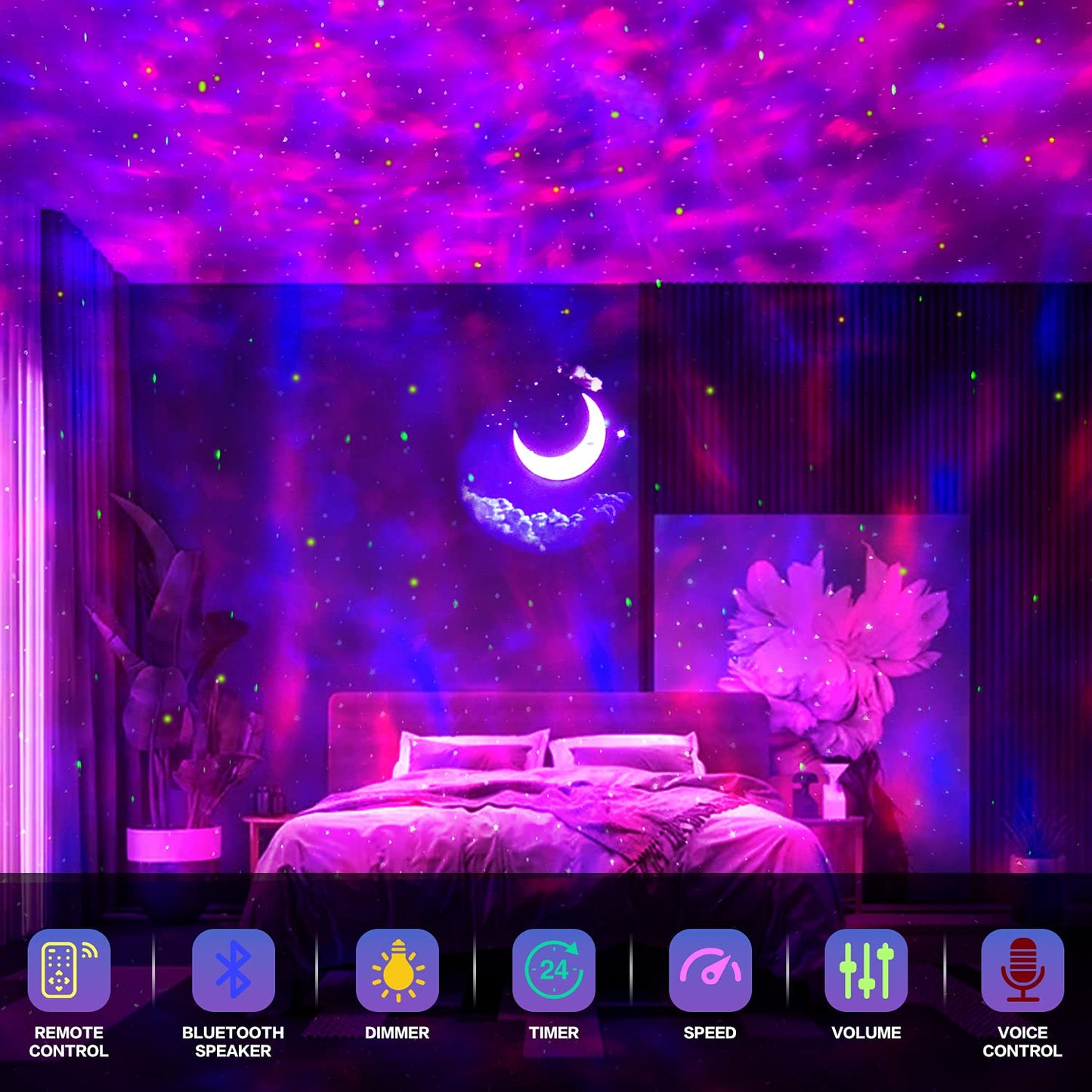 Galaxy Star & Nebula Projector with Bluetooth Speaker