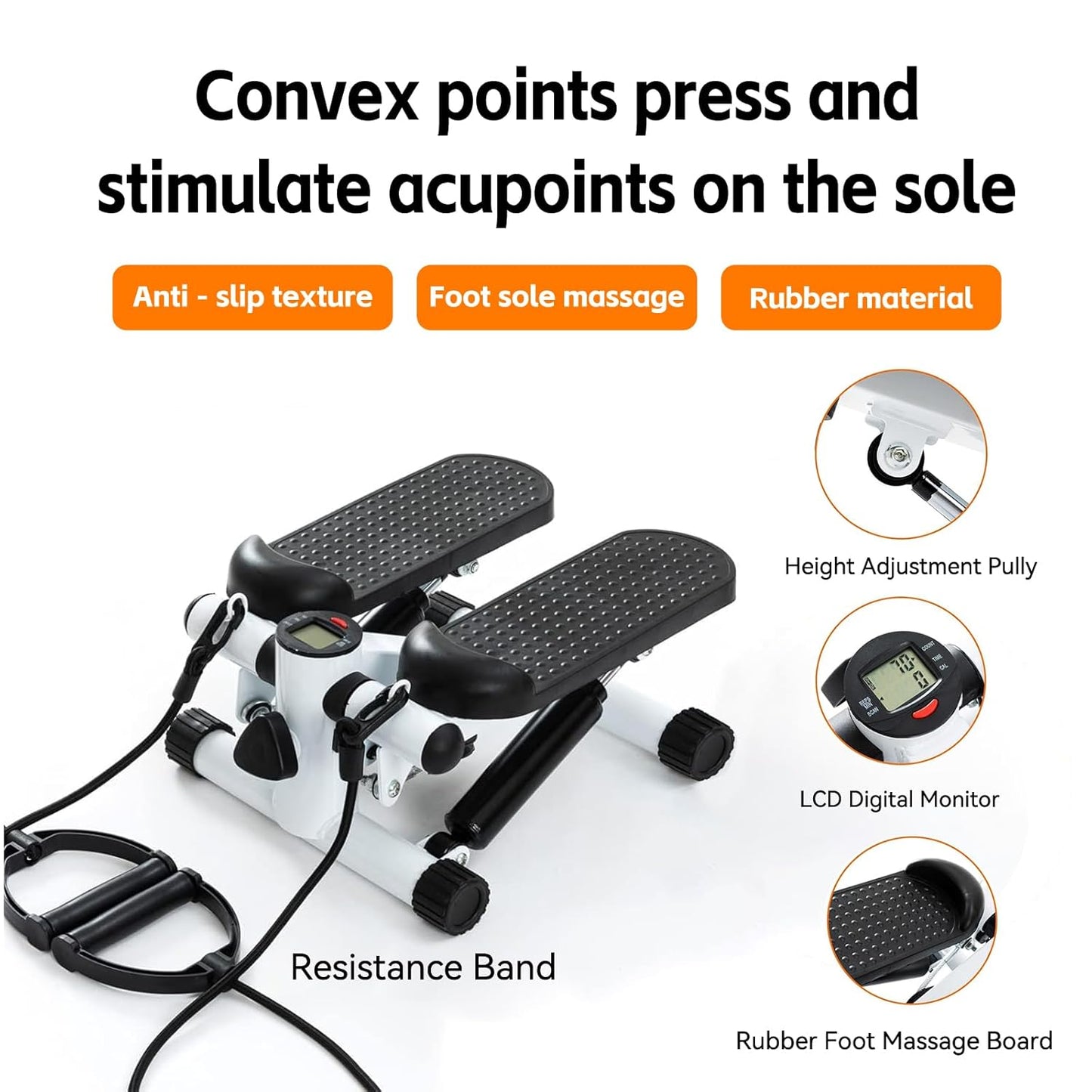 Mini Exercise Stepper with Resistance Bands