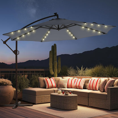 SolarGlow™ 13 Ft Outdoor Patio Umbrella with LED Lights