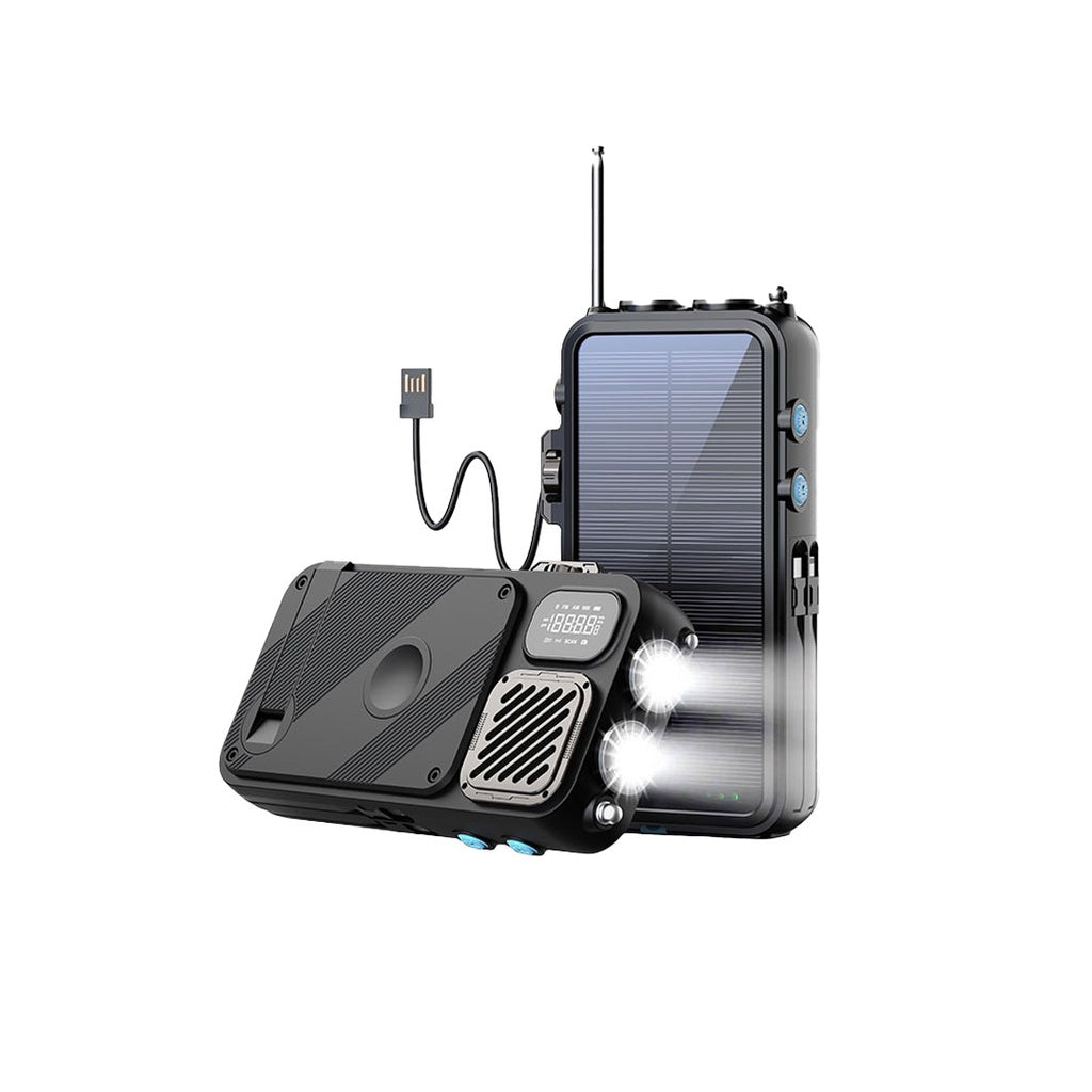 Powerology 16,000 mAh Solar Power Bank — FM Radio, Speaker & Lights