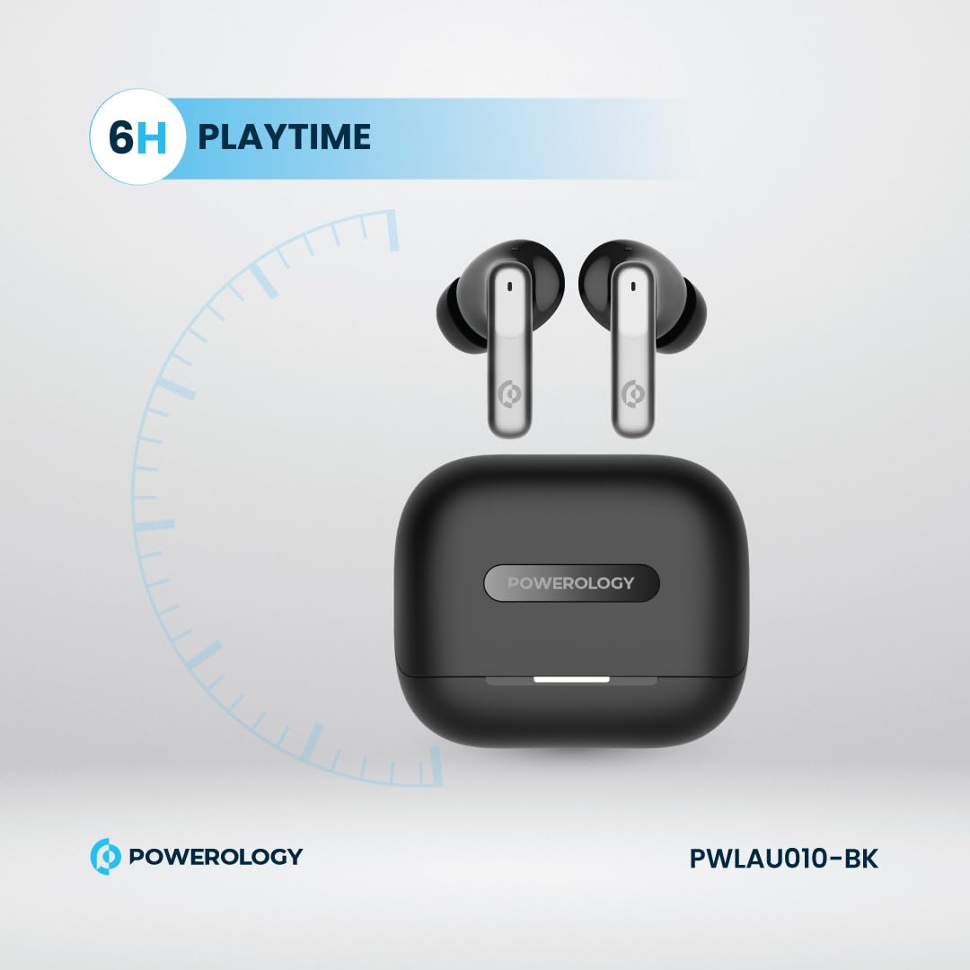 Powerology 6-Mic Hybrid ANC + ENC TWS Earbuds